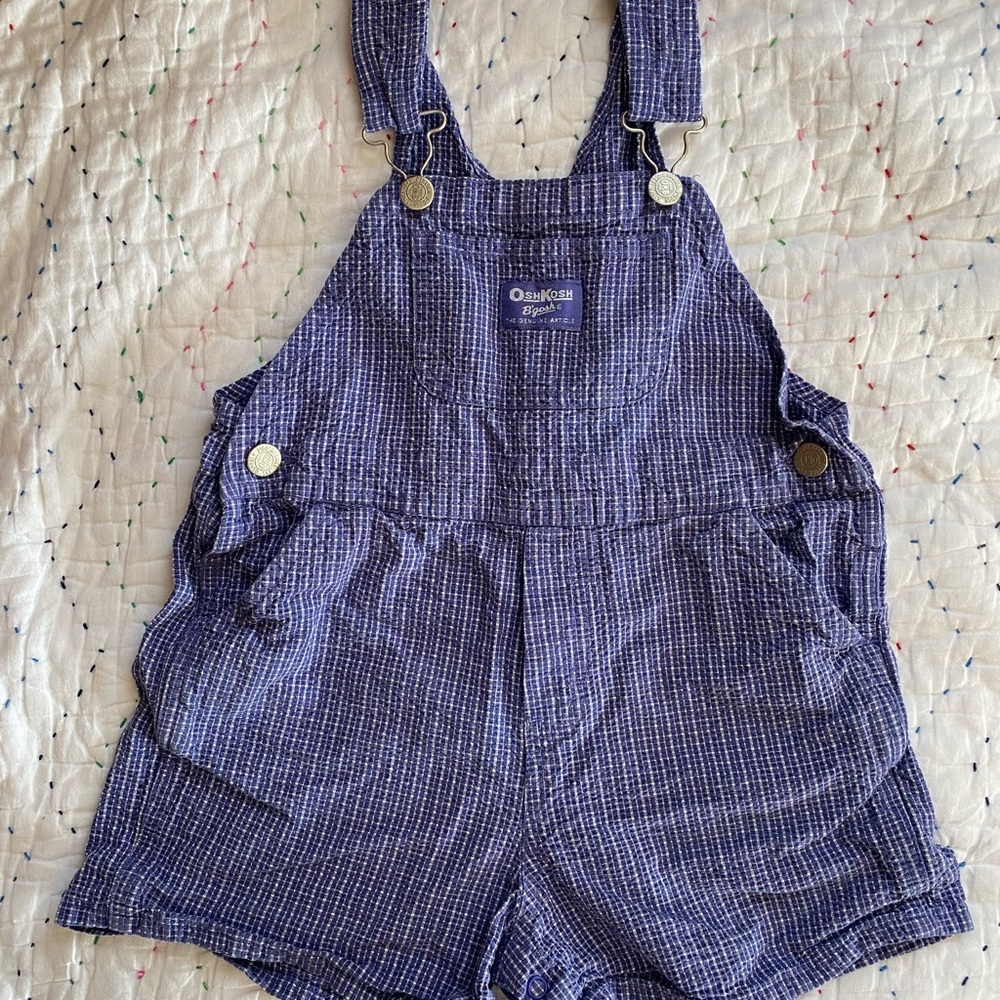 OshKosh B'gosh Navy-Blue Textured Shortalls